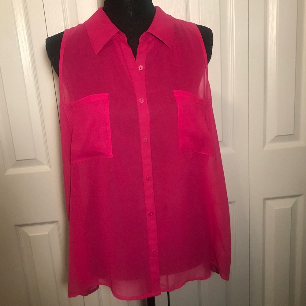 Decree  Hot Pink Sleeveless Top